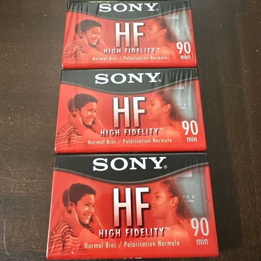 Sony HF High Fidelity 90 Min Normal Bias Audio Cassette Tape New Sealed Lot Of 3